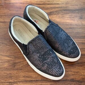 Sketchers metallic snake skin slip on sneakers size 10